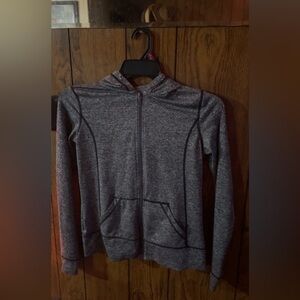 Gray Athletic Zip Up Hoodie Lightweight Workout Jacket